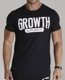 CAMISETA PREMIUM LONG CAIXA ALTA PRETA - GROWTH SUPPLEMENTS