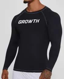 CAMISETA TÉRMICA MANGA LONGA GROWTH PRETA LOGO  - GROWTH SUPPLEMENTS