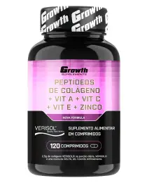 Peptídeos de Colágeno + Vit A +  Vit C + Vit E + Zinco 120 comp - GROWTH