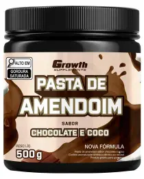 Pasta de Amendoim Sabor Chocolate e Coco 500g - Growth Supplements