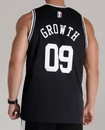 REGATA BASQUETE PRETA LOGO BRANCO GROWTH DESDE 2009