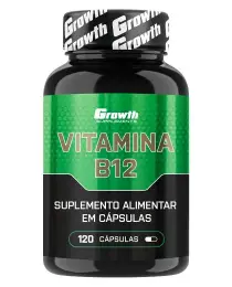 Vitamina B12 com 120 cápsulas - Growth Supplements