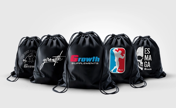 Foto de 5 modelos de sacola tipo mochila da Growth Supplements