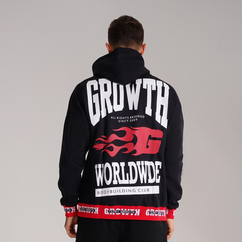 BLUSÃO MOLETOM GROWTH PRETO OVERSIZED WORLDWIDE  - GROWTH SUPPLEMENTS