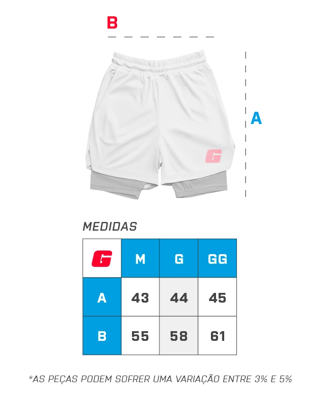 Tabela de medidas do short - GROWTH SUPPLEMENTS